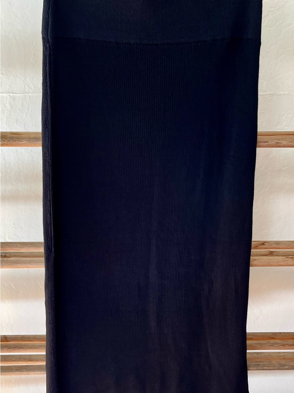 Free People Ribbed Classic Black Midi Skirt
